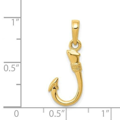 14k Yellow Gold Fish Hook Pendant Charm