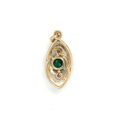 5.4mm Emerald 1.3mm Diamond Pendant 14k 1.8g