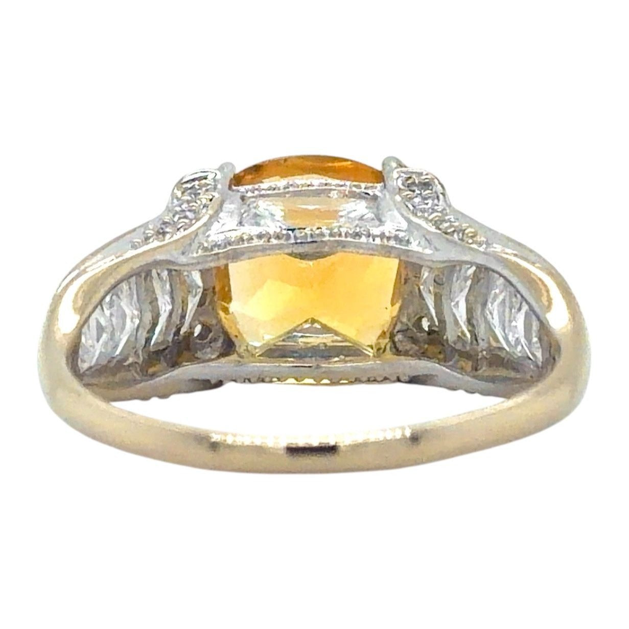 Citrine & Cubic Zirconia 14k White Gold Ring 5.5g Size 9.75