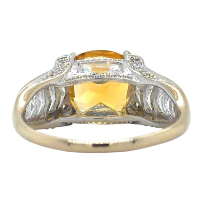 Citrine & Cubic Zirconia 14k White Gold Ring 5.5g Size 9.75