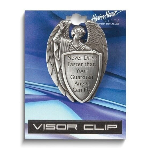 Masculine Angel Visor ClipNever Drive Faster Thank Your Guardian Angel Can Fly