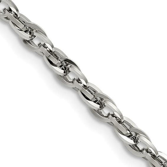 Chisel Stainless Steel Polished 4.2mm 20" Fancy Twisted Link Chain Necklace