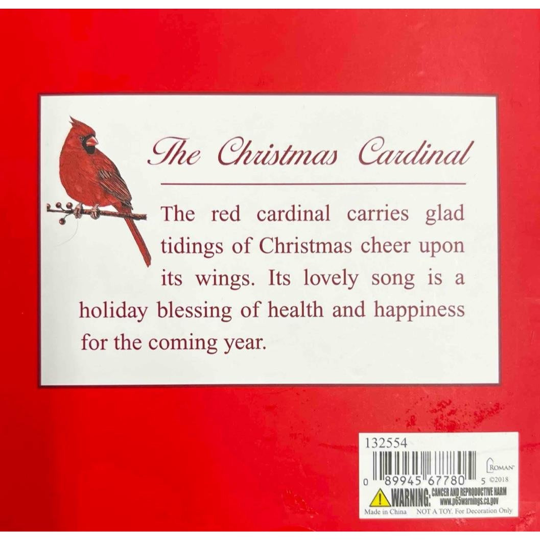 Christmas Cardinal Resin Ornament On Branch 4.25" Tall Red & Black Holiday Decoration