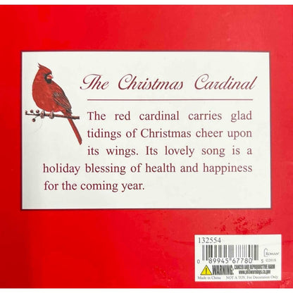 Christmas Cardinal Resin Ornament On Branch 4.25" Tall Red & Black Holiday Decoration