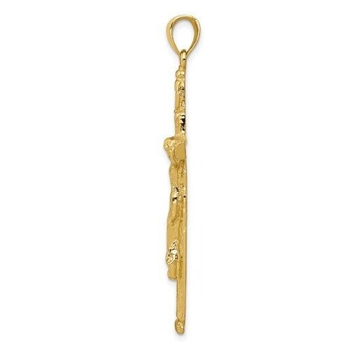 Large 14K Yellow Gold INRI Crucifix Pendant Religious