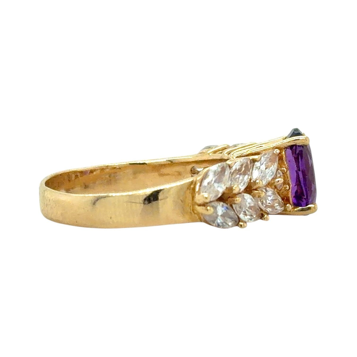 Amethyst & CZ 14k Yellow Gold Ring 4.9g Size 8.75