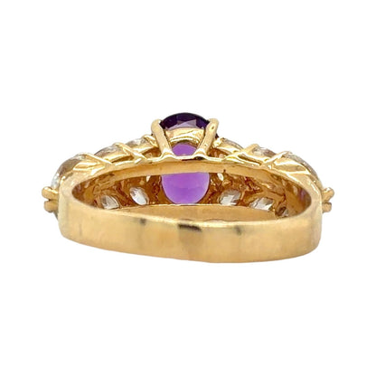 Amethyst & CZ 14k Yellow Gold Ring 4.9g Size 8.75