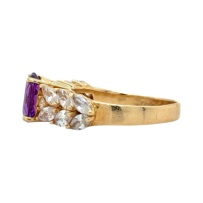 Amethyst & CZ 14k Yellow Gold Ring 4.9g Size 8.75