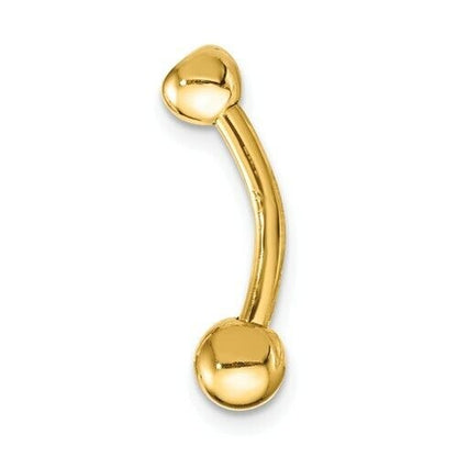 14K Yellow Gold 14 Gauge Curved Belly Ring Cubic Zirconia