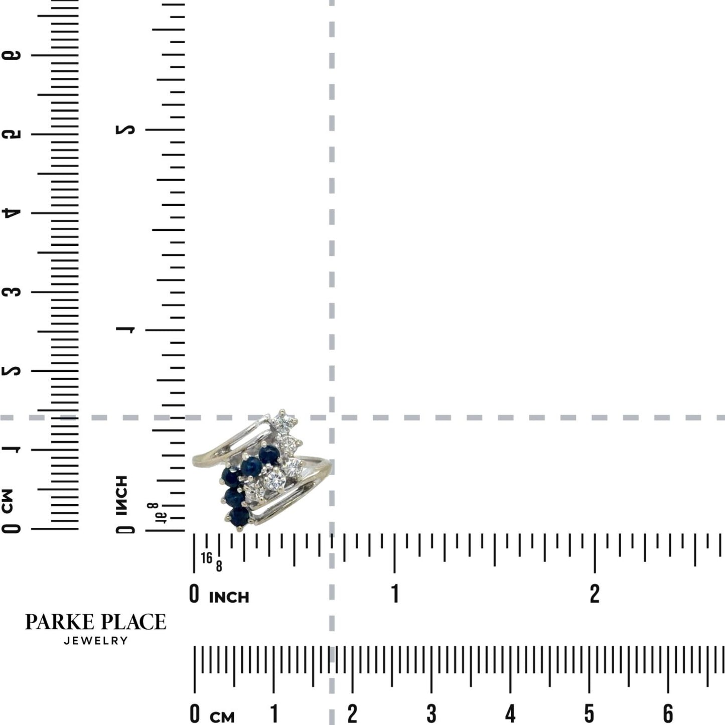 Sapphire & 1/7ct Diamond Cocktail 14K White Gold Ring 3.2g Size 2.75
