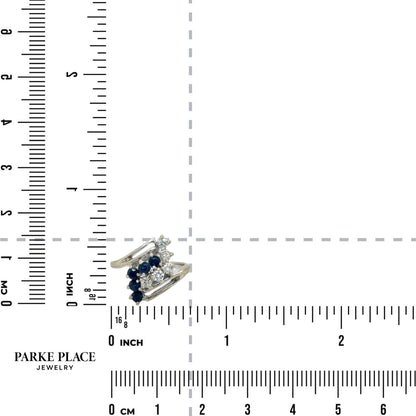 Sapphire & 1/7ct Diamond Cocktail 14K White Gold Ring 3.2g Size 2.75