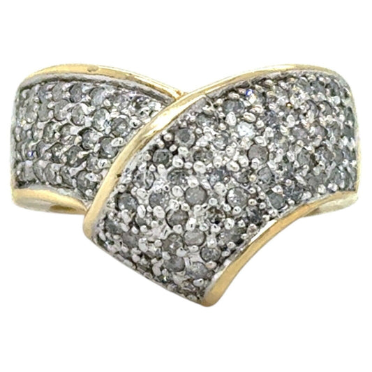 1ctw Diamond Cocktail Cluster Band 10k Yellow Gold Ring 5.9g Size 7.25