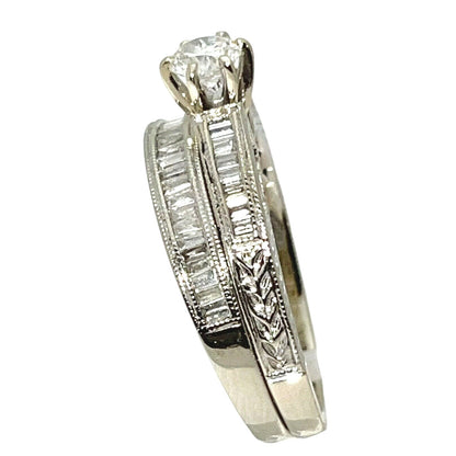 1 ctw Diamond Bridal Wedding Ring Set REAL SOLID 14k White Gold 5.5g Size 7