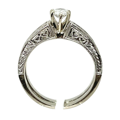 1 ctw Diamond Bridal Wedding Ring Set REAL SOLID 14k White Gold 5.5g Size 7