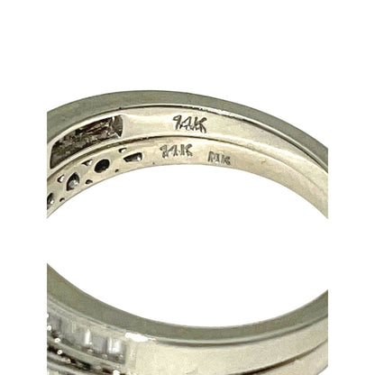 1 ctw Diamond Bridal Wedding Ring Set REAL SOLID 14k White Gold 5.5g Size 7