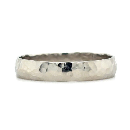 10k White Gold Hammered Texture Band 2.9g Size 11.25