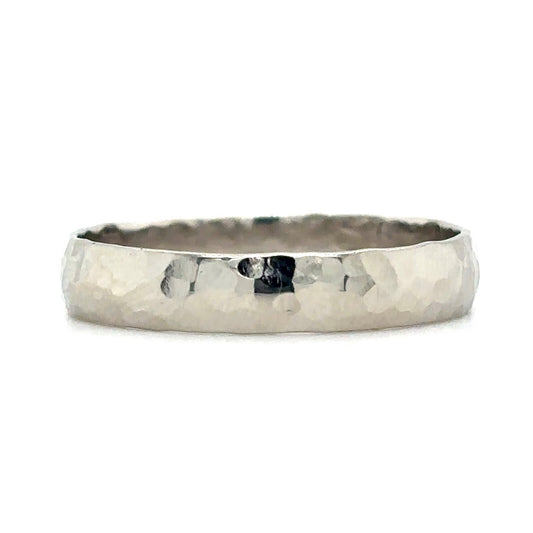 10k White Gold Hammered Texture Band 2.9g Size 11.25
