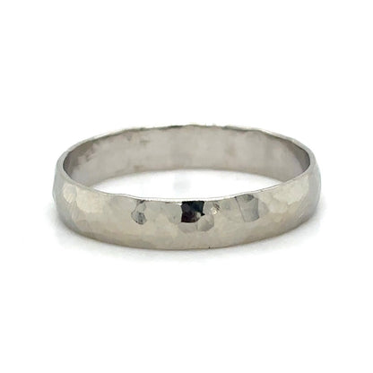 10k White Gold Hammered Texture Band 2.9g Size 11.25