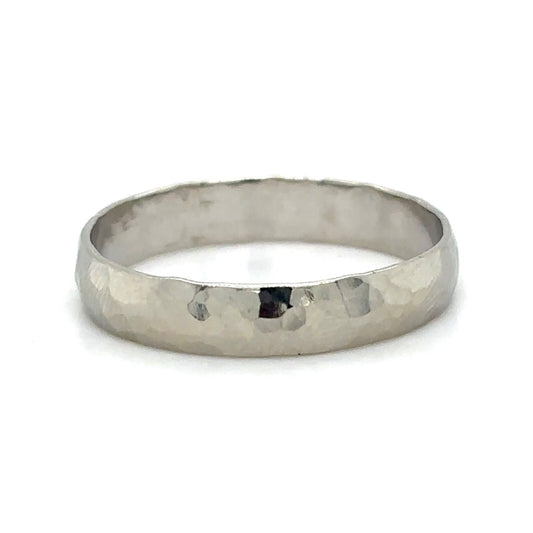 10k White Gold Hammered Texture Band 2.9g Size 11.25