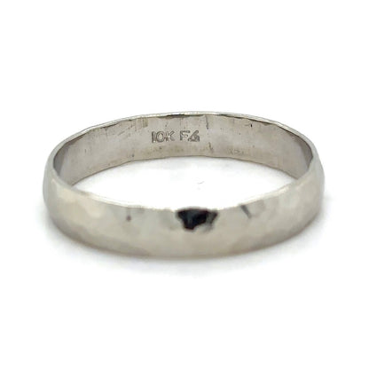 10k White Gold Hammered Texture Band 2.9g Size 11.25