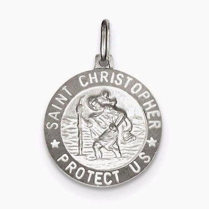 Saint Christopher Sterling Silver Medal Pendant Jewelry 1" Round