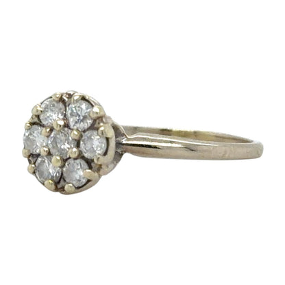 1/2ctw Diamond Cluster 14k White Gold Ring 2.5g Size 5.5