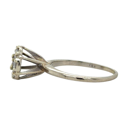 1/2ctw Diamond Cluster 14k White Gold Ring 2.5g Size 5.5
