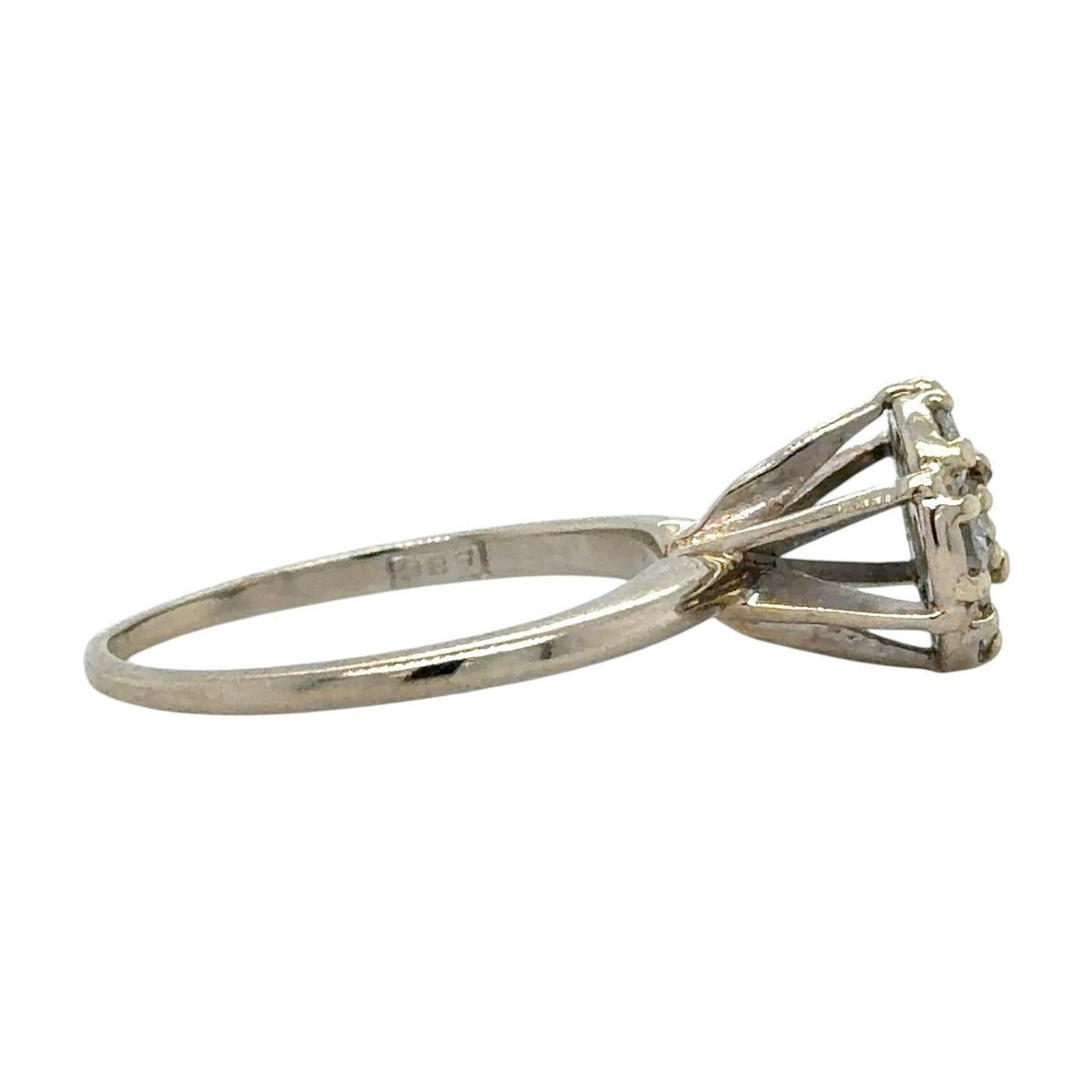 1/2ctw Diamond Cluster 14k White Gold Ring 2.5g Size 5.5