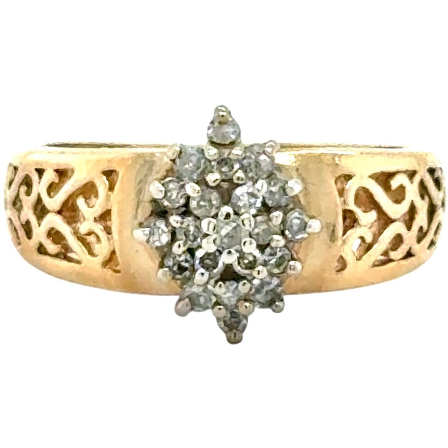 1/2ctw Diamond Cluster 10k Yellow Gold Ring 3.1g Size 6.25