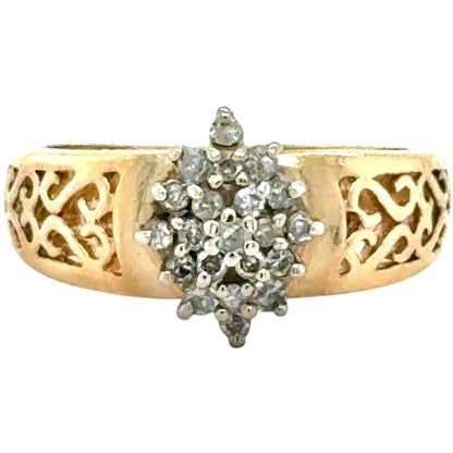1/2ctw Diamond Cluster 10k Yellow Gold Ring 3.1g Size 6.25