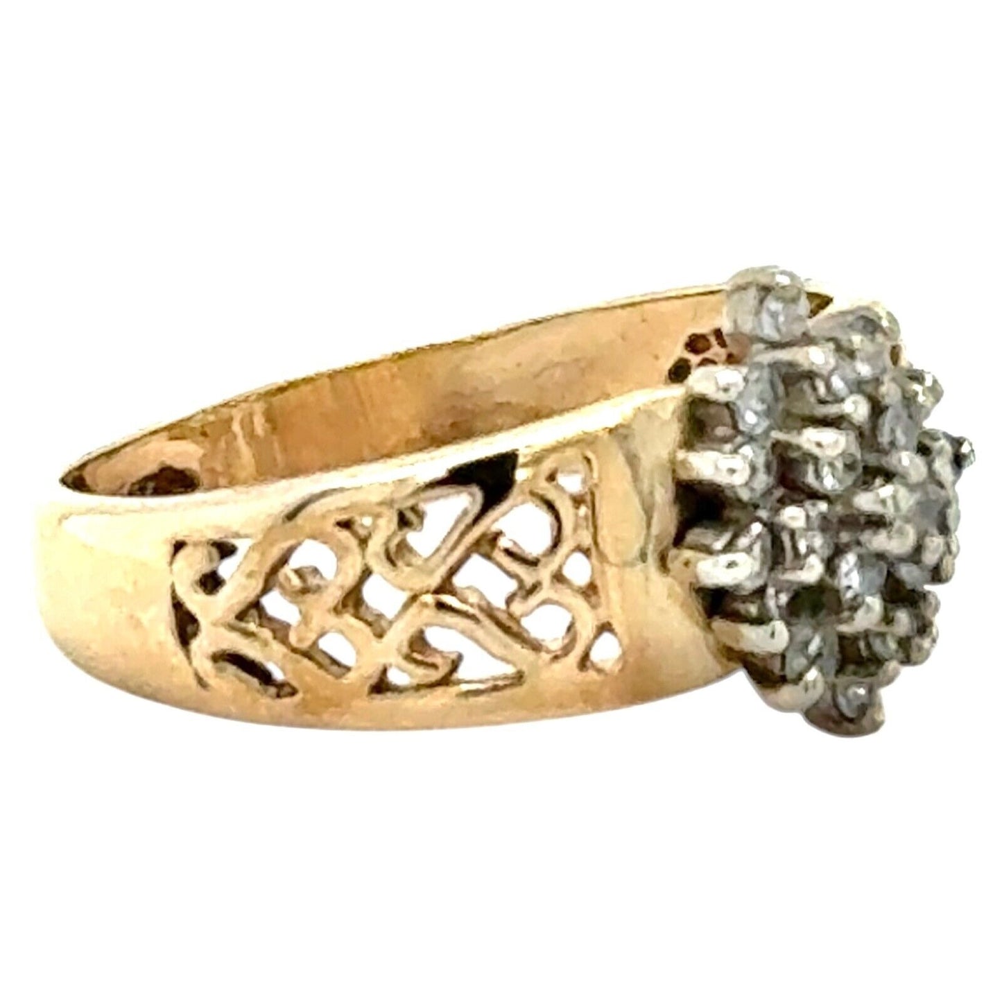 1/2ctw Diamond Cluster 10k Yellow Gold Ring 3.1g Size 6.25