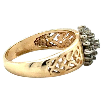 1/2ctw Diamond Cluster 10k Yellow Gold Ring 3.1g Size 6.25