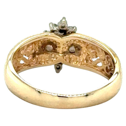 1/2ctw Diamond Cluster 10k Yellow Gold Ring 3.1g Size 6.25