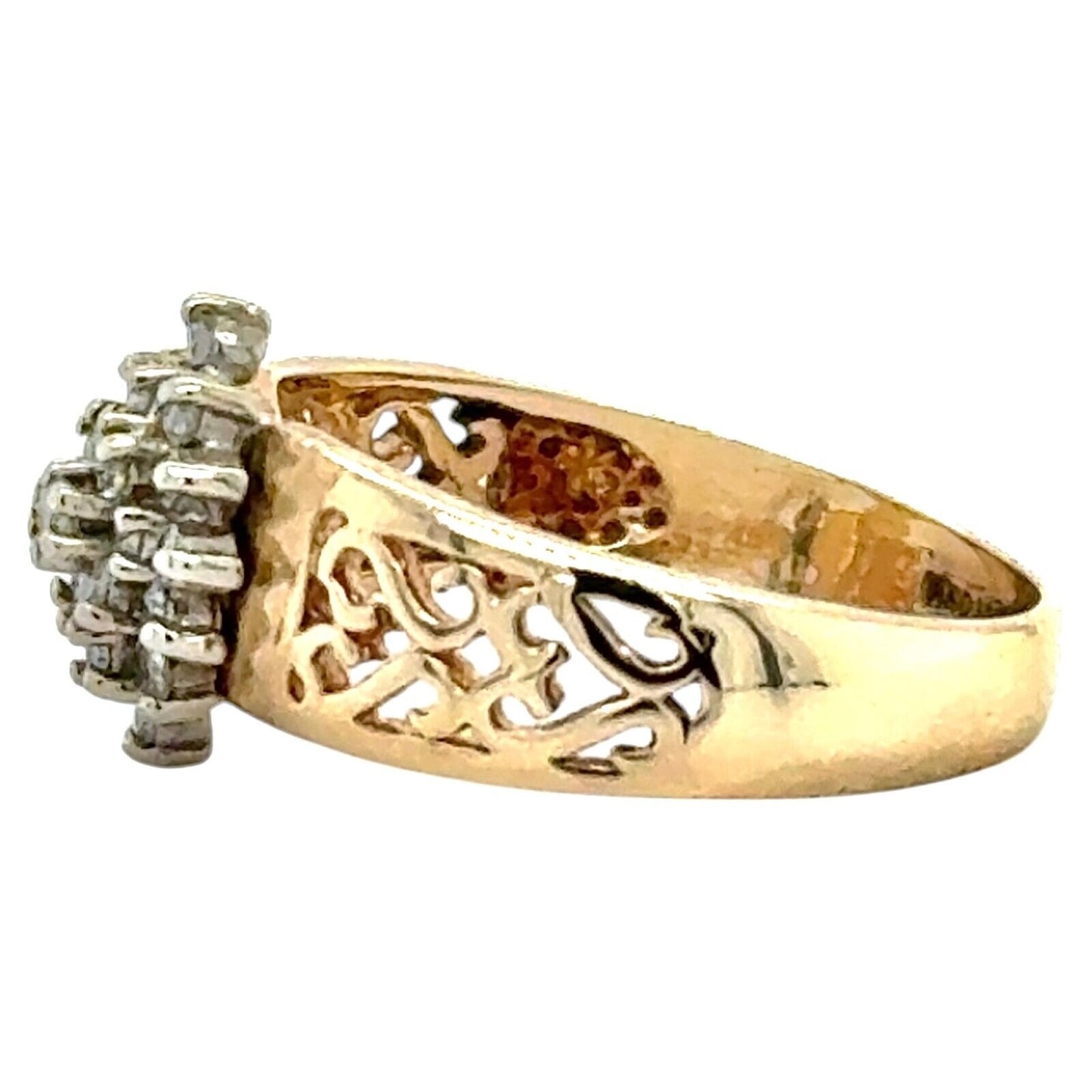 1/2ctw Diamond Cluster 10k Yellow Gold Ring 3.1g Size 6.25