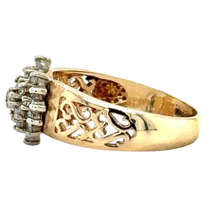 1/2ctw Diamond Cluster 10k Yellow Gold Ring 3.1g Size 6.25