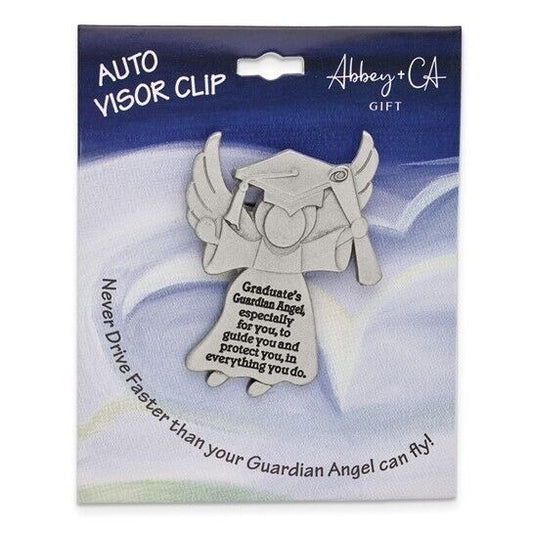 Silver-Tone Graduation Angel Sun Visor Clip