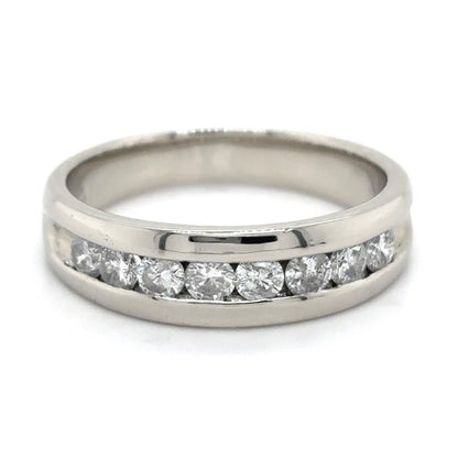 1 ctw Diamond Band Ring 14K White Gold 7.4 g Size 11.5