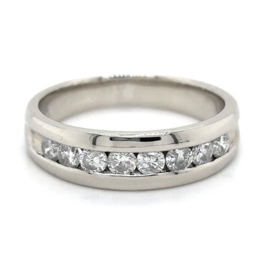 1 ctw Diamond Band Ring 14K White Gold 7.4 g Size 11.5