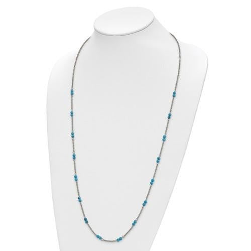 Chisel Stainless Steel Reconstructed Turquoise Beaded 33.5 inch Necklace