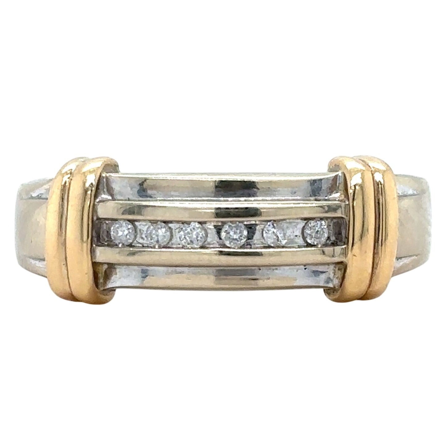 1/20ctw Diamond 14k Two-Tone Gold Size 10 Band Ring SI-2 Clarity G-H Color 6.7g