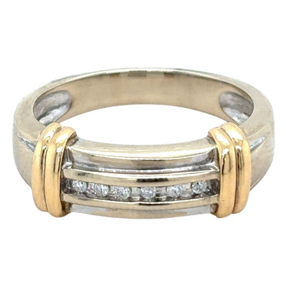 1/20ctw Diamond 14k Two-Tone Gold Size 10 Band Ring SI-2 Clarity G-H Color 6.7g