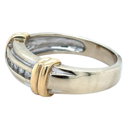 1/20ctw Diamond 14k Two-Tone Gold Size 10 Band Ring SI-2 Clarity G-H Color 6.7g