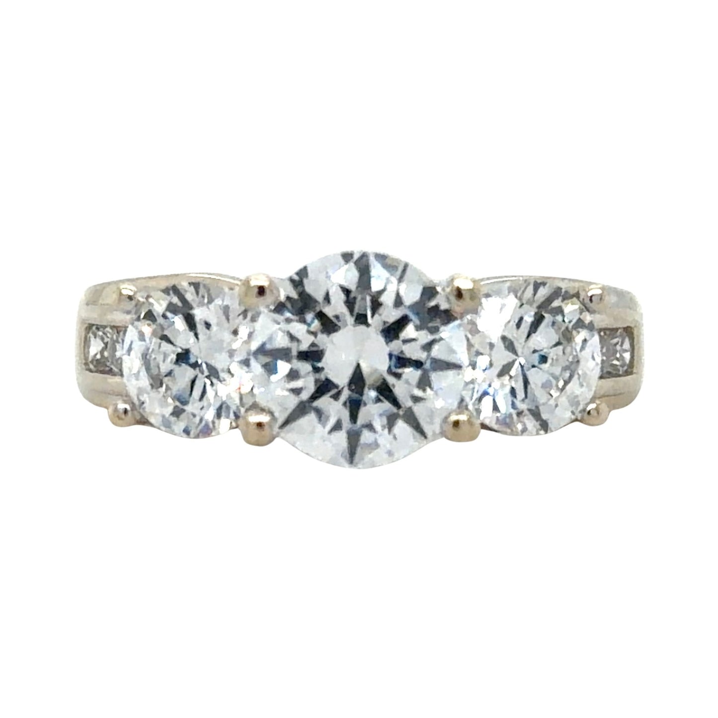Cubic Zirconia Solitaire & Accents Ring 14K White Gold 5g Size 7.5