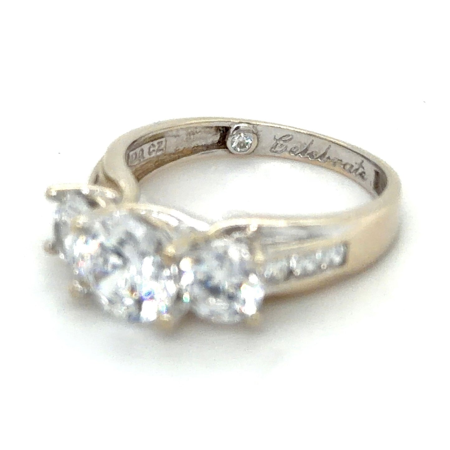 Cubic Zirconia Solitaire & Accents Ring 14K White Gold 5g Size 7.5