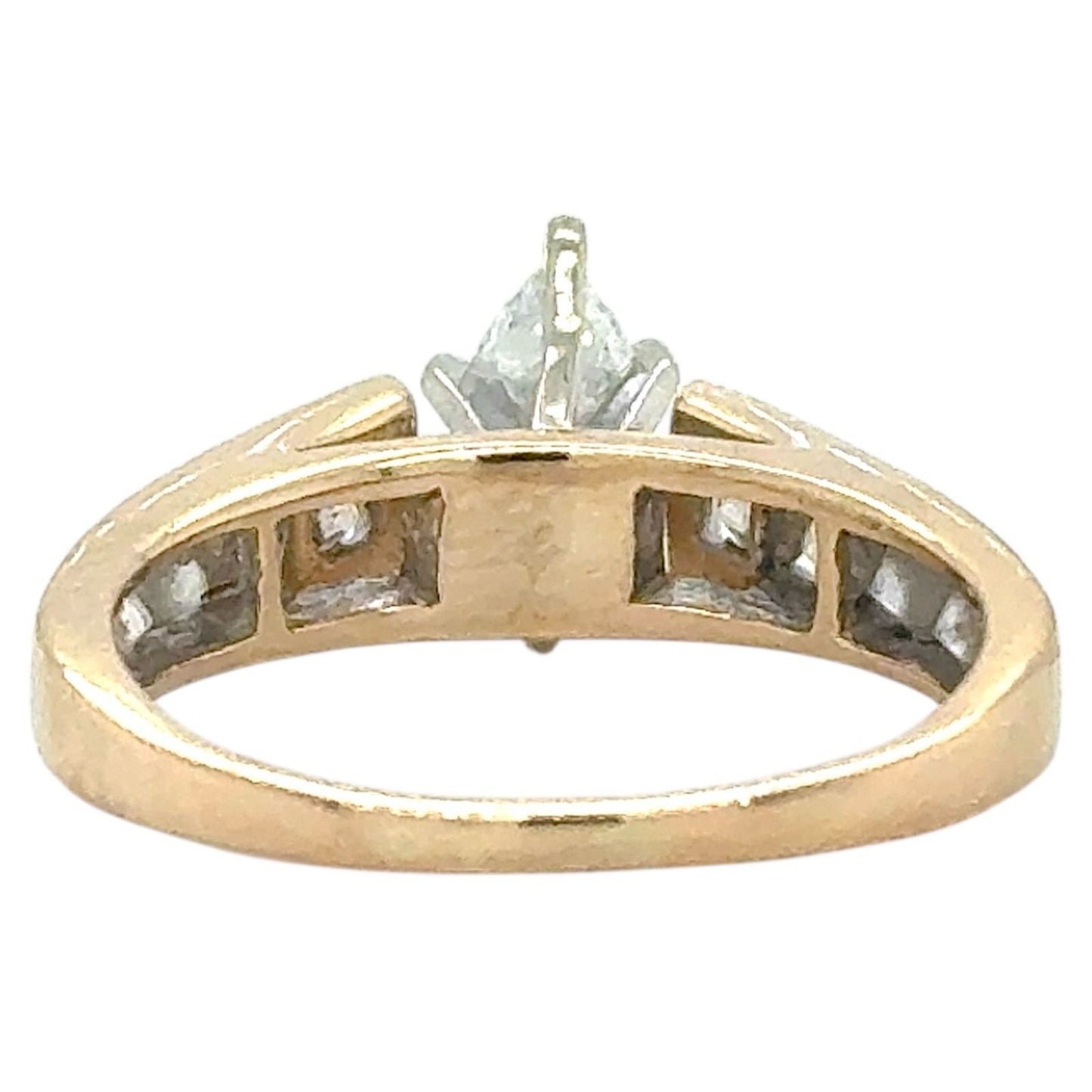 7/8ctw Marquise Diamond & Accents 14k Yellow Gold Ring 3.3g Size 6.5 (I1-3,H-J)