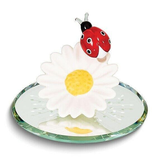 Glass Baron Daisy with Ladybug Handcrafted Glass Figurine
