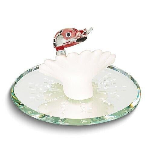 Glass Baron Daisy with Ladybug Handcrafted Glass Figurine