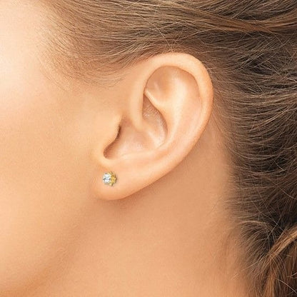 14K Yellow Gold 4mm CZ April Birthstone Screwback Post Earrings