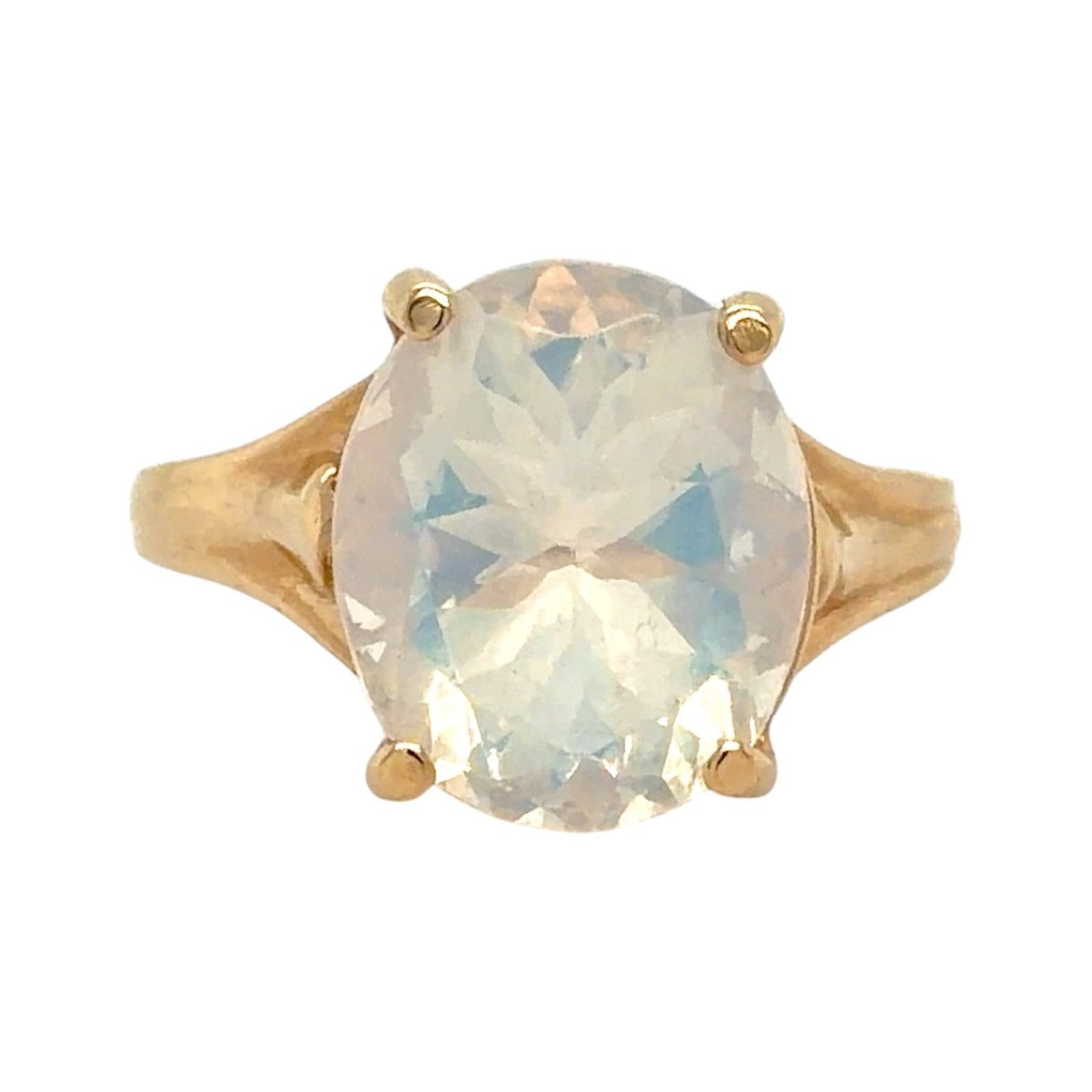 Opalite Solitaire 10K Yellow Gold Ring 3.0g Size 6.75