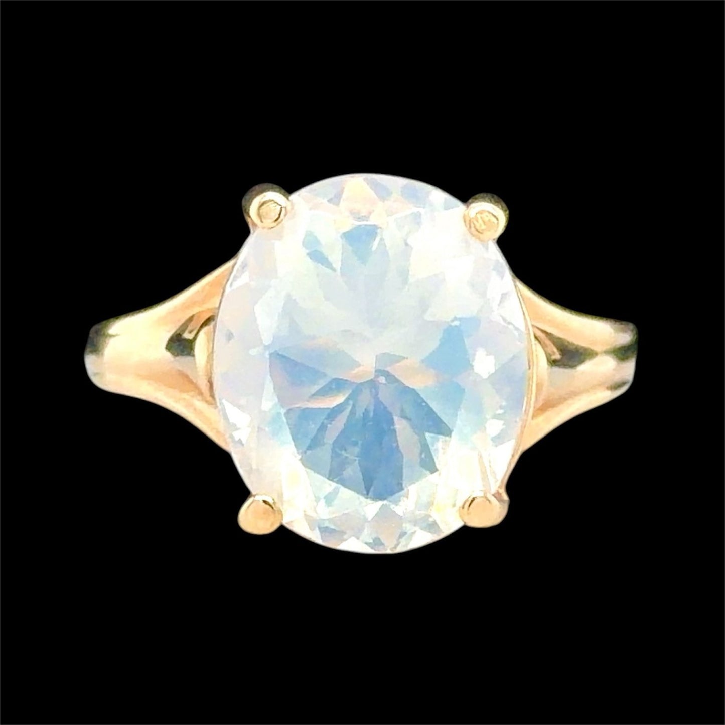 Opalite Solitaire 10K Yellow Gold Ring 3.0g Size 6.75